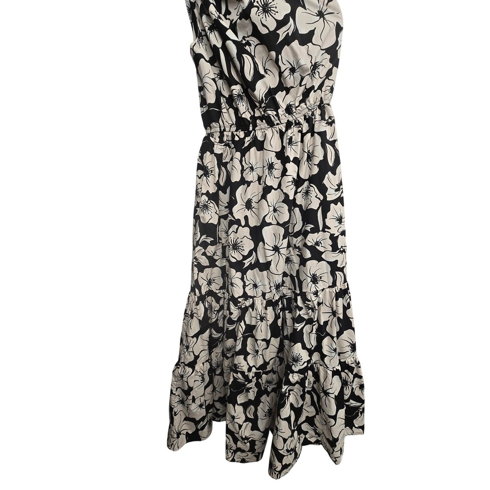 English Factory One Shoulder Maxi Dress XS Black White Floral Tiered Wedding - Picture 8 of 10